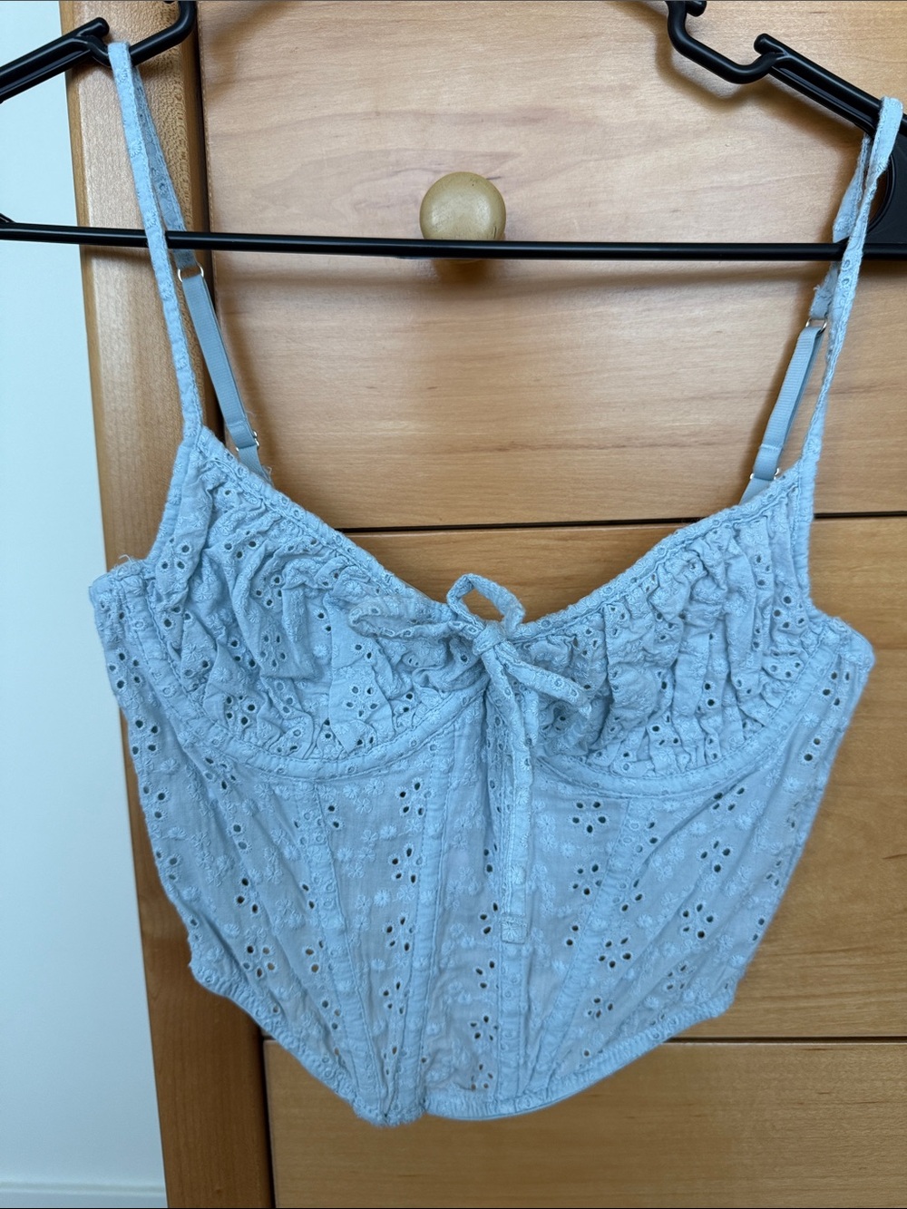 Urban Outfitters Light Blue Eyelet Lace Corset Going Out Top
